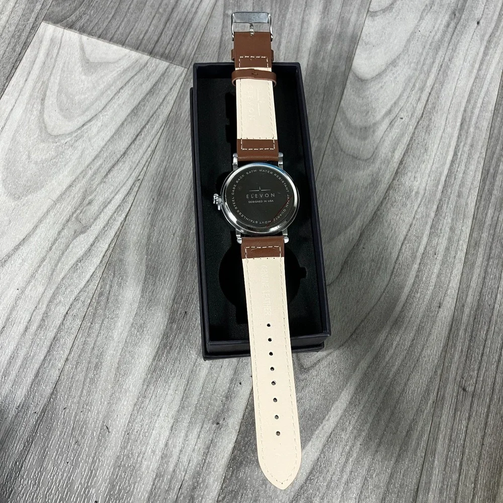 Elevon Von Braun Leather-Band Watch w/Date - ELE112-1 RARE‎